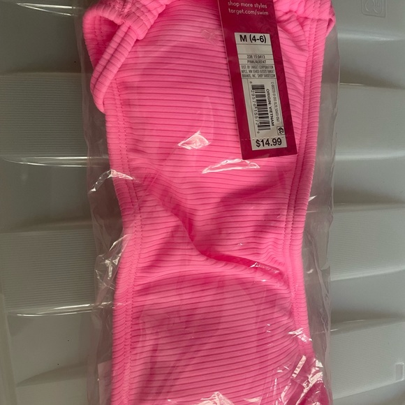 Target Women’s /teen pink swimsuit top with blue/white stripe bottom-M4-6-NWT - Picture 10 of 11